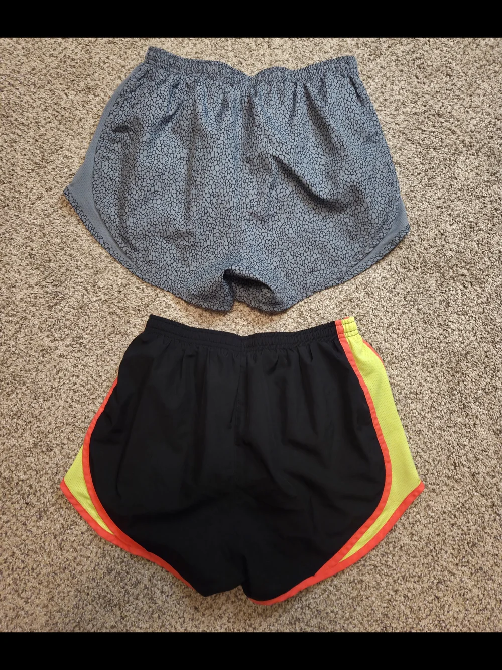 Lot of 2 Nike Dri-FIT Tempo Running Shorts Womens Small Black Neon Gray